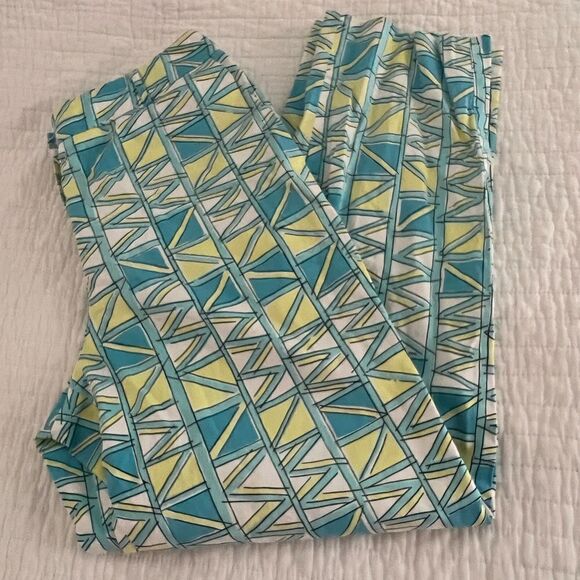 Vintage Talbots Capri pants blue and yellow pattern - Picture 1 of 10